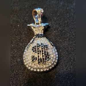 Iced out stainless steel $ bag pendant